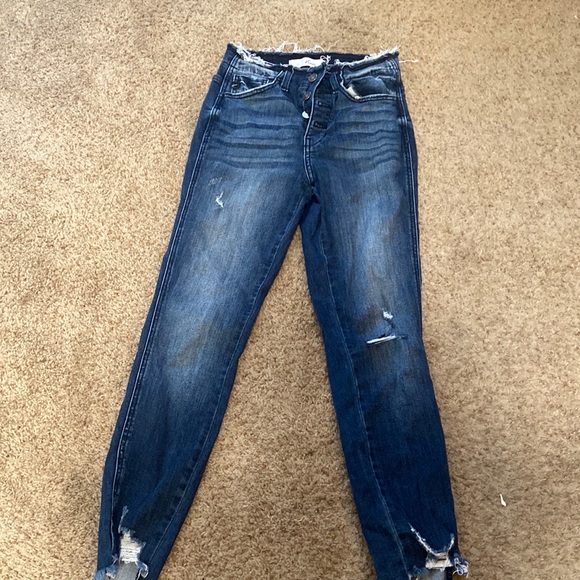 High rise frayed bottom skinny jeans - Picture 1 of 5